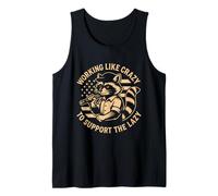 Funny Working Like Crazy to Support The Lazy US Flag Raccoon Débardeur