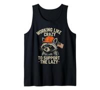 Funny Working Like Crazy to Support The Lazy US Flag Raccoon Débardeur