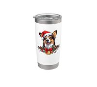 Funny Xmas Christmas Santa Black Tricolor Corgi Lover Gobelet isotherme en acier inoxydable double paroi