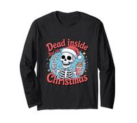 Funny Xmas Skeleton Graphic. Dead Inside But It's Christmas Manche Longue