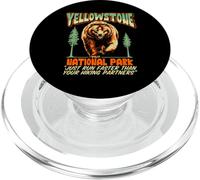 Funny Yellowstone Park Grizzly Bear Outrun Hiking Partners PopSockets PopGrip pour MagSafe