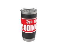 Funny Yes I'm Coding Programmer Développeur Web Data Scientist Gobelet isotherme en acier inoxydable double paroi