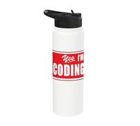 Funny Yes I'm Coding Programmer Développeur Web Data Scientist Stainless Steel Insulated Water Bottle