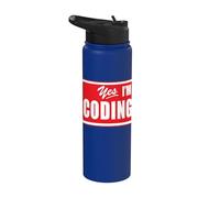 Funny Yes I'm Coding Programmer Développeur Web Data Scientist Stainless Steel Insulated Water Bottle