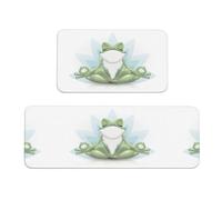 Funny Yoga Frog Lot de 2 tapis de cuisine antidérapants ergonomiques pour cuisine, bar, bureau
