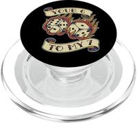 Funny Your 6 in My 7 Meme Valentine's Day Tattoo Style Dice PopSockets PopGrip pour MagSafe