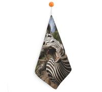 Funny Zebra Lot de 1 essuie-mains de cuisine super doux avec boucle de suspension - Chiffon de nettoyage en microfibre absorbant - Séchage rapide - Torchon décoratif pour laver la vaisselle