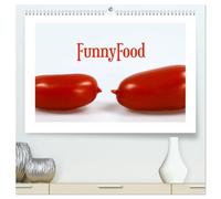 FunnyFood (hochwertiger Premium Wandkalender 2026 DIN A2 quer), Kunstdruck in Hochglanz: Nicht ganz vegan, aber ziemlich vegetarisch - Obst, Gemüse ... in ungewöhnlicher Eigenschaft: als Fotomodell