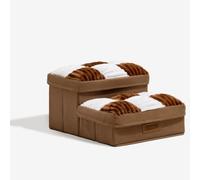 FUNNYFUZZY Escaliers pour chien à motif damier marron avec rangement - 2 marches