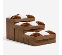 FUNNYFUZZY Escaliers pour chien à motif damier marron avec rangement - 3 marches