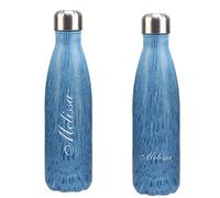 FunnyGuys Bouteille isotherme en acier inoxydable à double paroi gravée personnalisée 500 ml / 17 oz (Bleu océan)