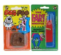 Funnyman Jokes Sifflet de pet et fausse crotte de chien 2 en 1 | Remplissage de sacs de fête pour enfants, kit de farces pour garçons
