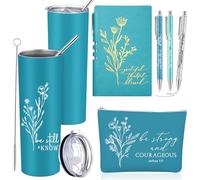 Funnymoom Lot de 6 trousses de maquillage chrétiennes en cuir A6, journal à bille, cadeau de Noël, cadeau pour l'église, le dimanche, l'école (bleu lac), bleu lac, Bible Style