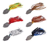 Funnytek Ensemble de leurres de pêche de 6 pièces, HAMECON de 10 cm / 3,9 pouces, appât pour la basse, chatterbaits spinbait, 11,0 grammes, pour la pêche en eau douce et en eau salée