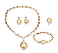 FUNOJOY Parure de bijoux de luxe Afrique Dubaï plaqué or 18 carats avec strass et boucles d'oreilles pour mariée, fête, bal de fin d'année, Cristal, AA