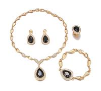 FUNOJOY Parure de bijoux de luxe Afrique Dubaï plaqué or 18 carats avec strass et boucles d'oreilles pour mariée, fête, bal de fin d'année, one size, Cristal, AA