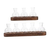 FUNOMOCYA 1 Ensemble Vase De Fleurs De Verre Décoration Décoration Jardinière en Verre Vase à Fleurs Hydroponiques Support De Fleur De Bureau Porte-Fleurs De Bureau Bois
