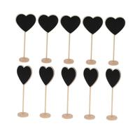 FUNOMOCYA 10 pièces Lot de Mini Tableaux Noirs Cœur Bois avec Socle Ardoises Message pour Fête Décoration et Réception Format Compact et Base Stable