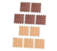 FUNOMOCYA 10 pièces Tapis EVA Épais à Grain de Bois Dalles Emboîtables Antidérapantes pour Sol Tapis Amortisseur pour Salle de Sport et Aire de Jeu Confortable