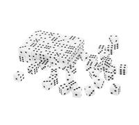 FUNOMOCYA 100 Pièces Dés de Jeu Acrylique Dés à Coins Arrondis Blancs à Points Noirs Accessoires pour Jeux de Société
