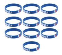 FUNOMOCYA 10pièces Bracelet De Sport Silicone Lot Imprimé Drapeau France pour Supporters Football Et Événements Sportifs Confortables Et Flexibles