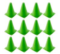 FUNOMOCYA 12 Pièces Cônes de Sécurité Routière en Polystyrène, Vert | PE Lisse, Forme Conique et Couleur Vive, pour Limites D'entraînement, Jeux, École et Événements