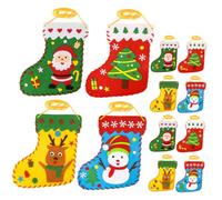 FUNOMOCYA 12 Pièces Kit Couture Feutrine pour Chaussettes de Noël DIY Matériel Non Tissé Éducatif pour Garçon Fille Loisirs Créatifs et Décoration Festive