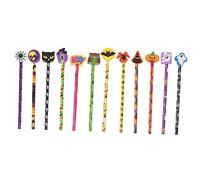 FUNOMOCYA 12 Pièces Lot de Crayons Bois Halloween avec Gomme Intégrée Crayons Scolaires Colorés pour Garçon Fille Fournitures de Fête Écologique et Faciles à Tailler