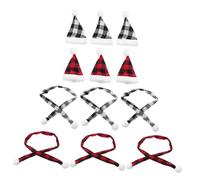 FUNOMOCYA 12 Pièces Mini Santa Hats with Plaid Christmas Scarves Set for Crafts Small Tree Ornaments DIY Snowman Doll Decorations Lightweight Portable Reusable