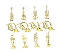 FUNOMOCYA 12 Pièces Miniature Musical Instrument Models DIY Christmas Tree Decorations Realistic Violin French Horn and Trombone Collectibles for Festive Garland