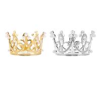 FUNOMOCYA 2 Couronnes pour Gâteau d'anniversaire Garçon et Filles Décorations Mini Couronne Dorée et Argentée Accessoires de Décoration Gâteau et Coiffe pour Fille pour Fête