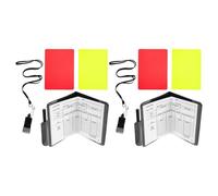 FUNOMOCYA 2 Ensembles Cartons Rouge et Jaune en Plastique Résistant, Sifflet, Porte-Cartes de Pénalité avec Stylo et Carnet de Score Intégré - Équipement D'arbitre de Compétition pour Matchs