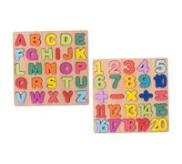 FUNOMOCYA 2 Ensembles Puzzle Alphabet et Chiffres Bois Jeu Éducatif Coloré pour Garçon Fille de Jouets de Correspondance pour Reconnaissance Précoce Développement Motricité Fine et