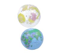 FUNOMOCYA 2 Pièces Ballons de Plage Gonflables Globe Terrestre PVC Jouets Flottants pour Piscine et Plage Éducatifs et Bleu et Transparent