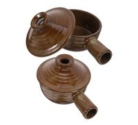 FUNOMOCYA 2 Pièces Clay Soup Bowl With Lid And Handle Heat-resistant Microwave Pot For Soups Stews Salads Japanese-style Coarse Pottery For Home And Family Use