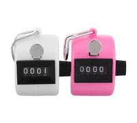FUNOMOCYA 2 pièces Compteur Manuel Portable à Chiffres Plastique Clicker de Paume Léger pour Comptage Rapide Sport et Mathématiques Lot de Blanc et Rose