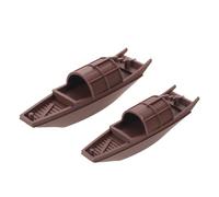 FUNOMOCYA 2 Pièces Figurine de Bateau Miniature Wupeng Marron en Résine | Décor Traditionnel Asiatique, Placement Sûr Étagère ou Table, Modèle Compact pour Collection