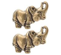 FUNOMOCYA 2 pièces Lot de Porte-clés Rhinocéros Laiton Massif Ornements Délicats pour Décoration Bureau Maison Sculpture Rétro Feng Shui Robuste et Pratique