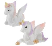 FUNOMOCYA 2 pièces Miniature Licorne Résine Décoration Gâteau Cupcake Topper Animal Mignon Pour Bureau