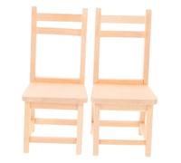 FUNOMOCYA 2 Pièces Miniature Maison Chaise Bois Solide Chaise Miniature et Stable Accessoires Maison Décoratifs pour Jardin et Jeu de Poupée