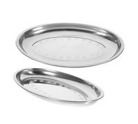 FUNOMOCYA 2 pièces Plateau Ovale Inox Renforcé Plateau de Service Miroir pour Lasagnes Fruits Repas Familial