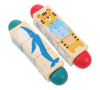 FUNOMOCYA 2 Pièces Puzzle Rotatif Bois pour Garçon Fille Montessori Apprentissage Tactile Blocs Animaux à Rotation pour Développement Cognitif et Coordination Main-œil