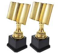 FUNOMOCYA 2 Pièces Trophée de Lecture Livre d'or en Plastique Doré | Prix de Lecture, Forme Livre, Finition Or, pour Enseignants, Bibliothèques, Groupes Éducatifs