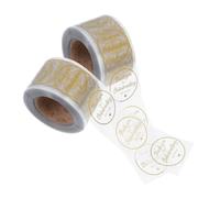FUNOMOCYA 2 rouleaux Lot de Autocollants Ronds Merci Étiquettes Transparentes Décoratives Relief Doré pour Scellage de Boîte Stickers Emballage Résistants pour Petites Entreprises et