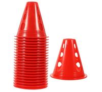 FUNOMOCYA 20 pièces Cônes de Marquage Petits Cônes Miniatures Vent avec Plots Stables pour Entraînement Roller Football et Cyclisme Compacts Rouges