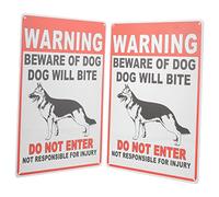 FUNOMOCYA 2pièces Panneau Avertissement Attention Au Chien Enseigne Décorative Vintage Pour Jardin Cour Ou Extérieur Lot Pour Sécuriser Votre Propriété