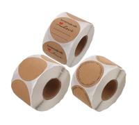 FUNOMOCYA 3 Pièces Autocollants Ronds Kraft Autoadhésifs Rouleau Étiquettes Blanches pour Scellage et Organisation Surface Écrivable pour et Enveloppes