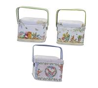 FUNOMOCYA 3 pièces Boîte de Rangement pour Pâques Ensemble de Boîtes Rondes Tôle pour et Décorations de Fête Motifs Parfaites pour Emballer Friandises et Douceurs
