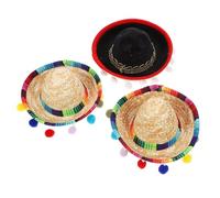 FUNOMOCYA 3 pièces Mini Sombrero Mexicain Léger pour Fête Bandeaux de Tête à Thème Mexicain Accessoires de Costume Festif pour Garçon Fille et Adultes