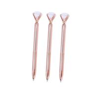 FUNOMOCYA 3 Pièces Stylos à Bille Métal Or Rose avec Gros Diamant Lisse et Résistante pour Bureau et École Pack